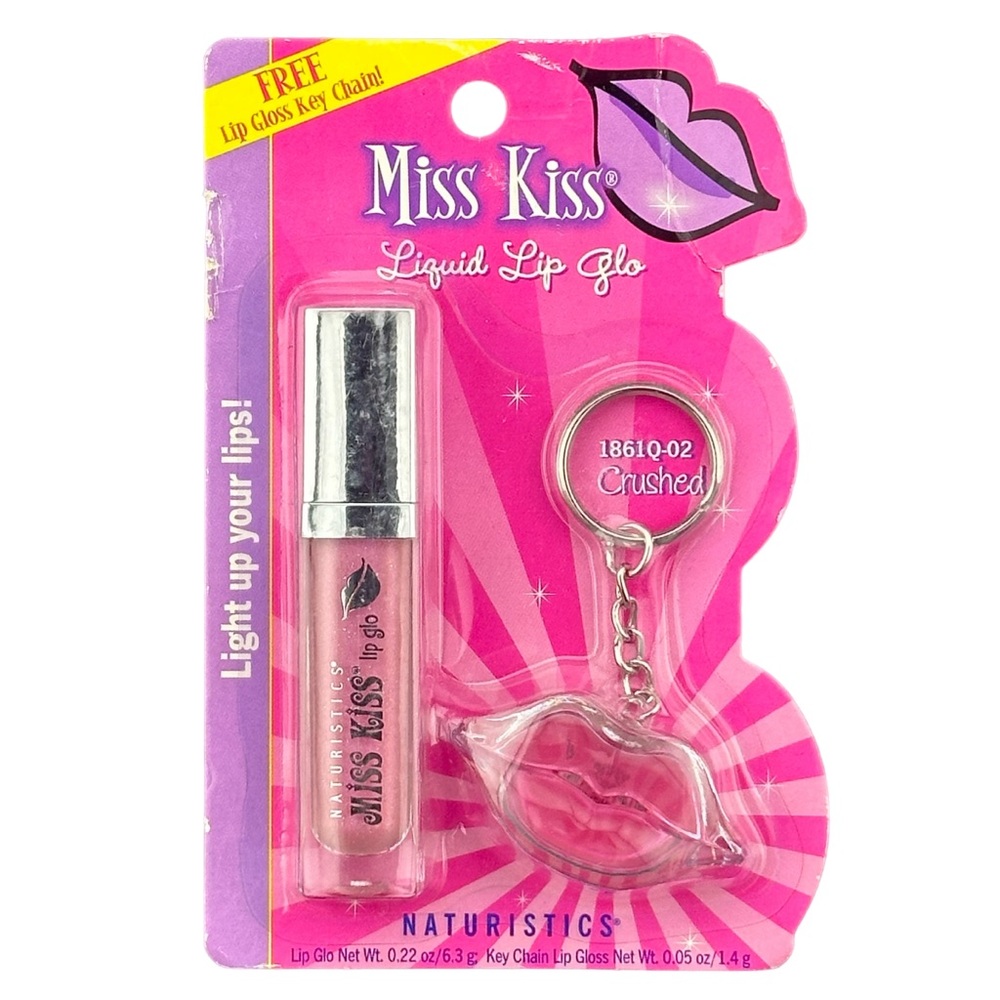 NIB Naturistics Miss Kiss Liquid Lip Glow with Key Chain Color Crushed